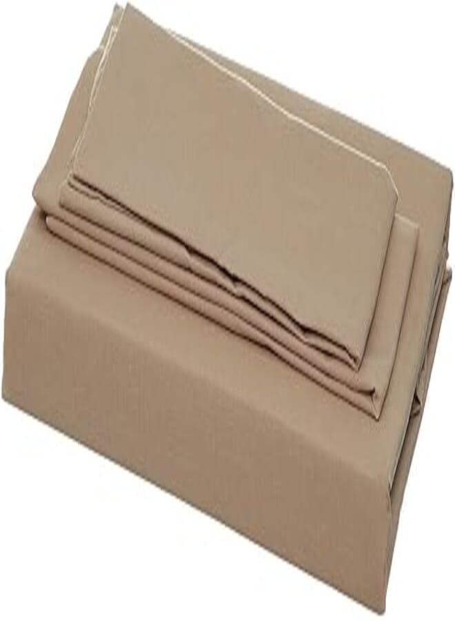 Al Maamoun Set Of Plain Bed Sheet, 1 Pillow, 2 Small Pillow - Beige