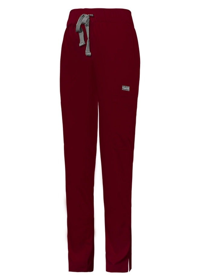 Loquat Medical Uniform Scrubs Pants Unisex Elastic Waist Pants Workwear Wine Red