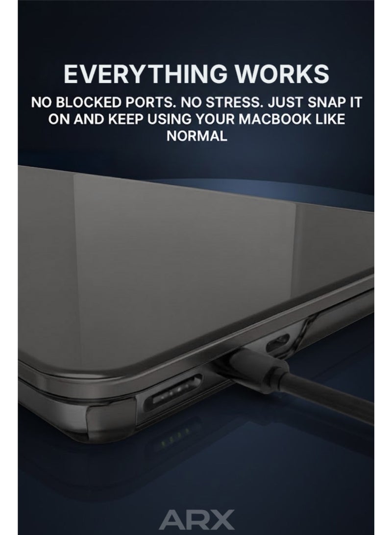 أركس غطاء ماك بوك Pro 16 إنش (2021–2025) – متوافق مع M1/M2/M3/M4 Pro و Max – A2485، A2780، A2991، A3186، A3403 – غطاء حماية صلب من البلاستيك، لامع وناعم، بلون أسود دخاني - Image 5