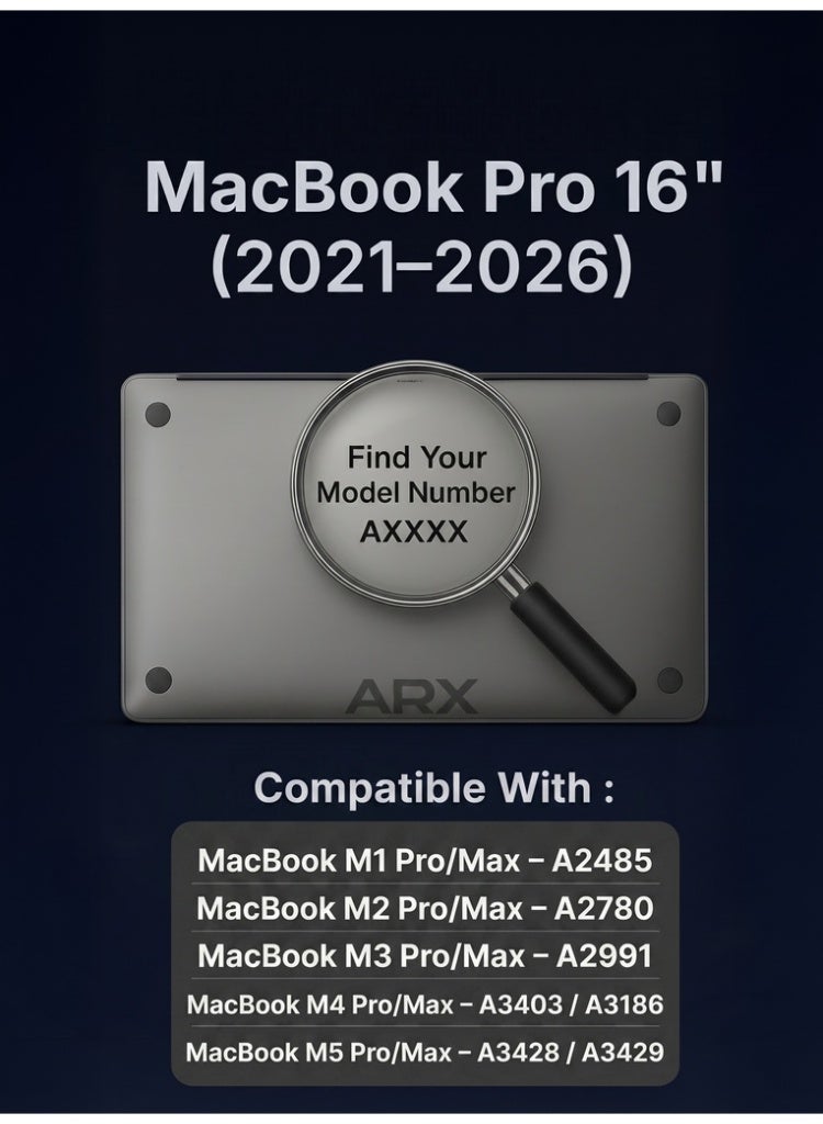 ARX MacBook Pro 16 Inch Case (2021–2026) – Compatible with M1/M2/M3/M4/M5 Pro & Max – A2485, A2780, A2991, A3186, A3403, A3428, A3429 – Laptop Protective Plastic Hard Shell Cover, Smooth Shiny, Smoky Black - Image 2