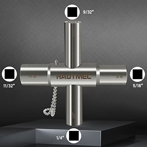 HAUTMEC 3pcs 4 Way Sillcock Water Key Faucet Valve Tool Spigot Key 1/4", 9/32", 5/16", 11/32" PL0028-3 - Image 2