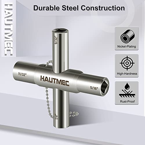 HAUTMEC 3pcs 4 Way Sillcock Water Key Faucet Valve Tool Spigot Key 1/4", 9/32", 5/16", 11/32" PL0028-3 - Image 3
