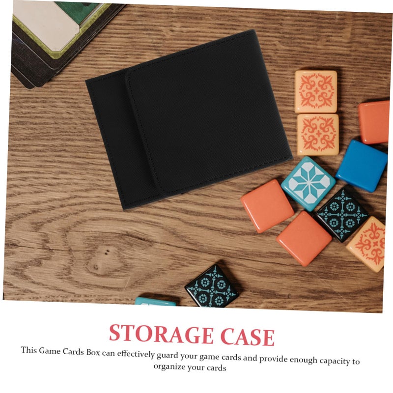 Black PU Leather Playing Card Organizer Box Storage for Decks Tokens Dice Compact Design - Image 4
