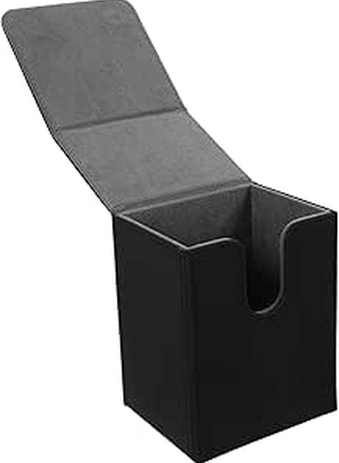 Black PU Leather Playing Card Organizer Box Storage for Decks Tokens Dice Compact Design - Image 1