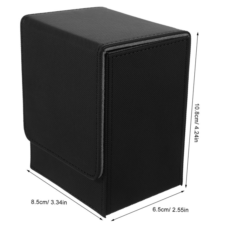 Black PU Leather Playing Card Organizer Box Storage for Decks Tokens Dice Compact Design - Image 3