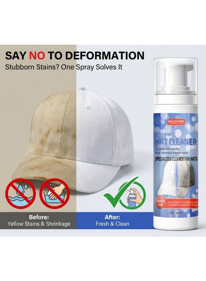 WILLIAM WEIR Water-Free Hat Cleaner Foam Spray for Stain Removal 200ml - Image 2