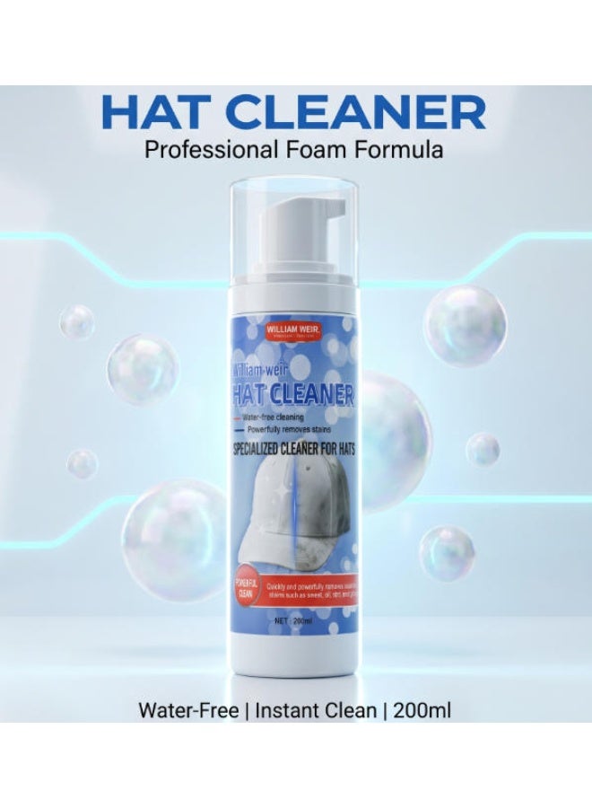WILLIAM WEIR Water-Free Hat Cleaner Foam Spray for Stain Removal 200ml - Image 1