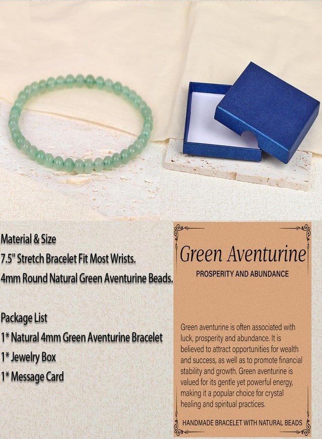 LPBeads Handmade Natural Gemstone Stretch Elastic 4mm Green Aventurine Bracelet Healing Crystal Round Stone Beads Jewelry Gifts for Women Men - Image 4