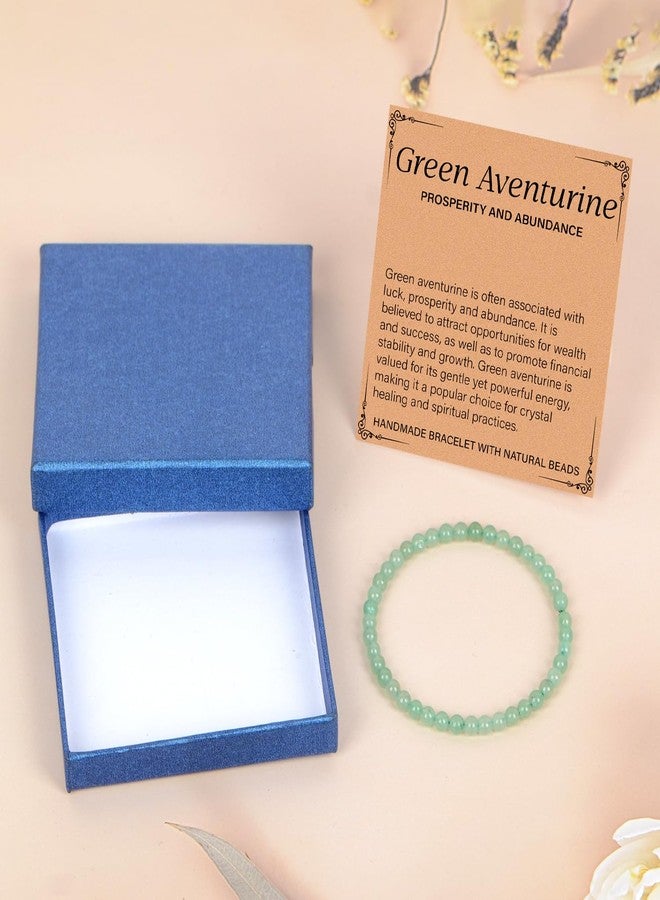 LPBeads Handmade Natural Gemstone Stretch Elastic 4mm Green Aventurine Bracelet Healing Crystal Round Stone Beads Jewelry Gifts for Women Men - Image 2