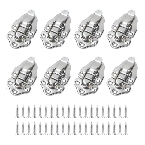 Geesatis 8 Pcs Metal Box Hasp Lock Toggle Latch Catch Decorative Hasp BoxLatch Hasps for Jewelry Wooden Case Boxes, with Mounting Screws, Silver - Image 1