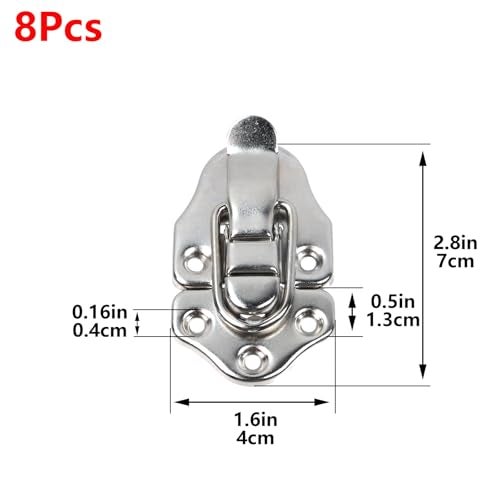 Geesatis 8 Pcs Metal Box Hasp Lock Toggle Latch Catch Decorative Hasp BoxLatch Hasps for Jewelry Wooden Case Boxes, with Mounting Screws, Silver - Image 2