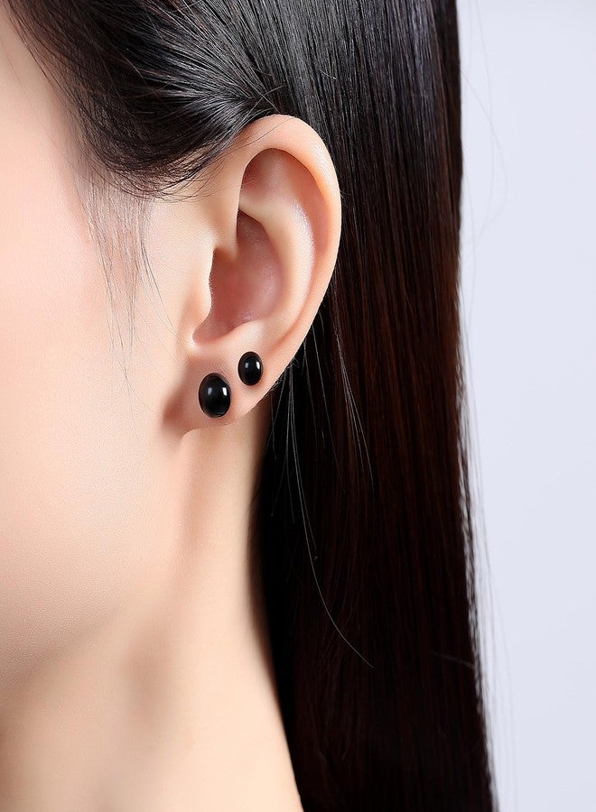 KMEOSCH Plastic Post Earrings for Sensitive Ears,6mm & 8mm Black Faux Pearl Stud Earrings for Women for Surgery, Wedding, Daily Wear – Metal-Free & Lightweight (2-Pair, Gift Box) - Image 2