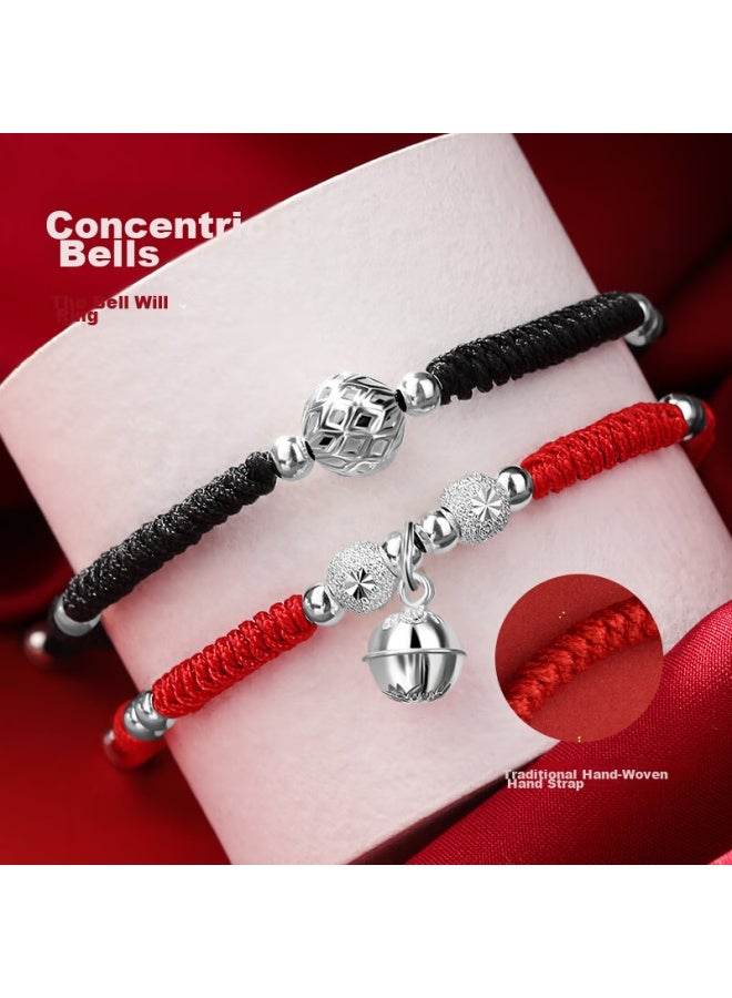 Manhe S990 Silver Couple Bracelets, One Pair For Men And Women, New Style Red String Bracelet, Birthday Gift For Wife Or Girlfriend - Image 4