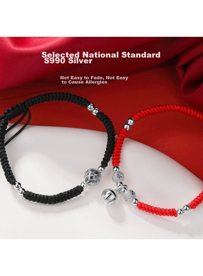 Manhe S990 Silver Couple Bracelets, One Pair For Men And Women, New Style Red String Bracelet, Birthday Gift For Wife Or Girlfriend - Image 3