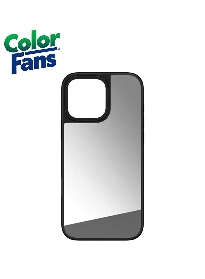 Color Fans Trendy Mirror Phone Case - iPhone 12 Pro Max-Reflective Silver with Black Edges 
