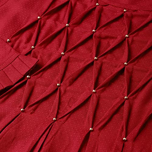 Yash Gallery Women's Dotted Rayon Dobby Solid A-Line Dress (Maroon) (XL, Maroon) - Image 5