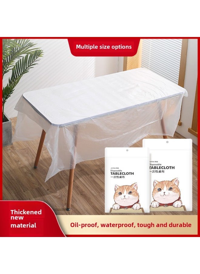 Chrysanthemum Meow Disposable Tablecloth Thickened Waterproof Oil-proof Plastic Rectangular Tablecloth Household Table Cloth Factory-Color:1.8*1.8 M (10 Pieces)