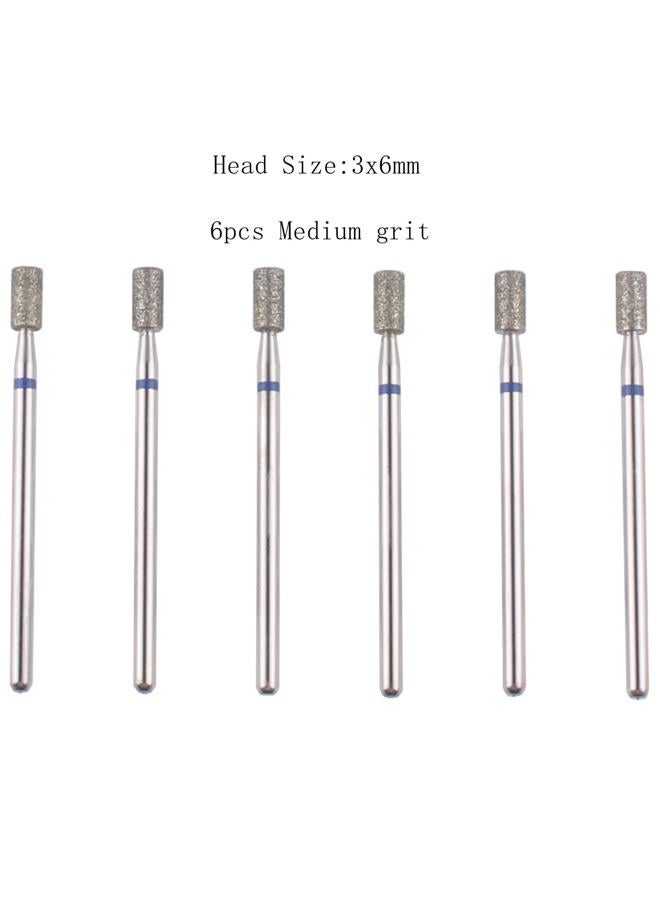 MZCMSL 6pcs Barrel Cuticle Drill Bits, Pro Diamond Bits for Manicure, 3/32 Shank efile Bit (Medium) - Image 2