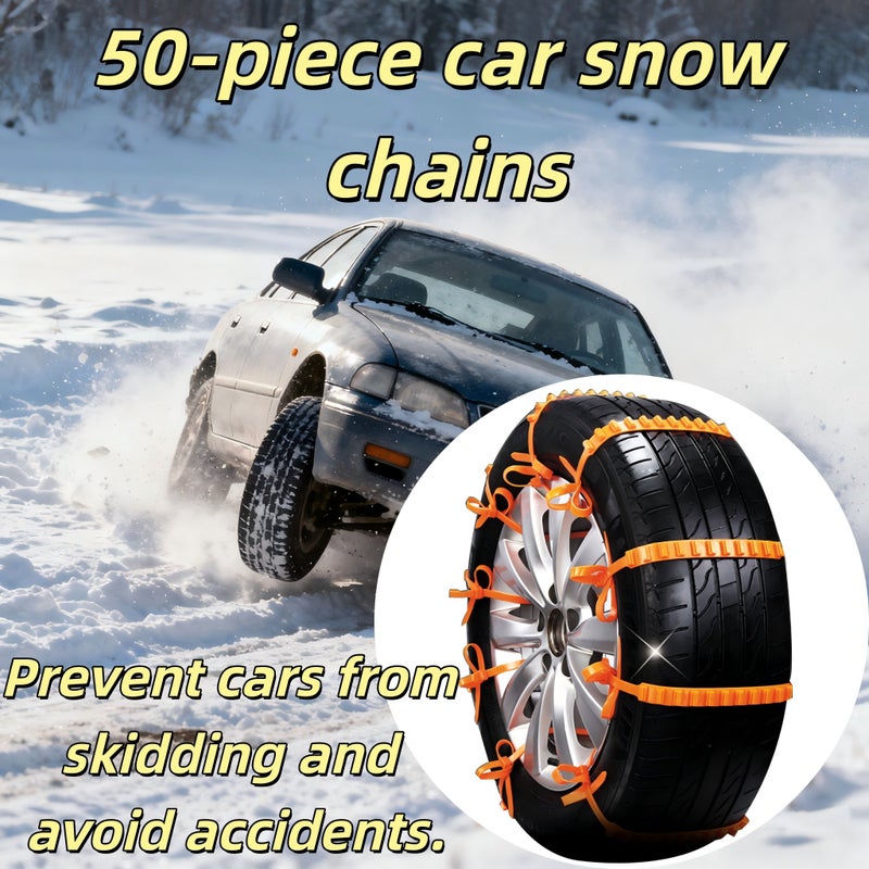 50 Red Heavy Duty Anti Slip Snow Chains for Motorcycle ATV Off Road Vehicles Winter Mud Traction Easy Install Secure Fit - Image 1