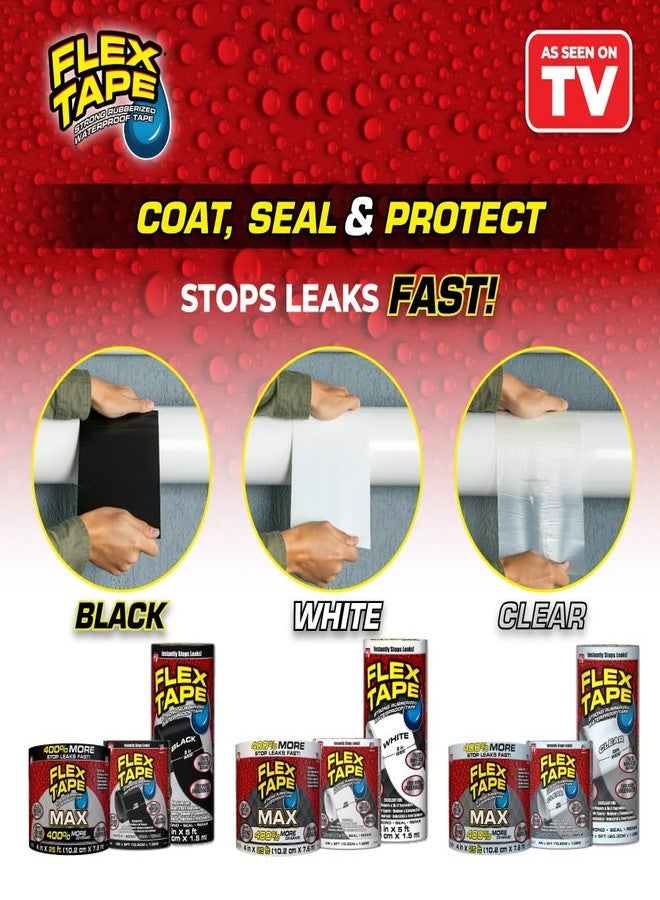 Flex Tape, MAX, Original Thick Flexible Rubberized Waterproof Tape - Seal and Patch Leaks, Works Underwater, Indoor Outdoor - Home RV Roof and Pool Repairs, Black, 4 in x 25 ft, Pack of 1 - Image 2