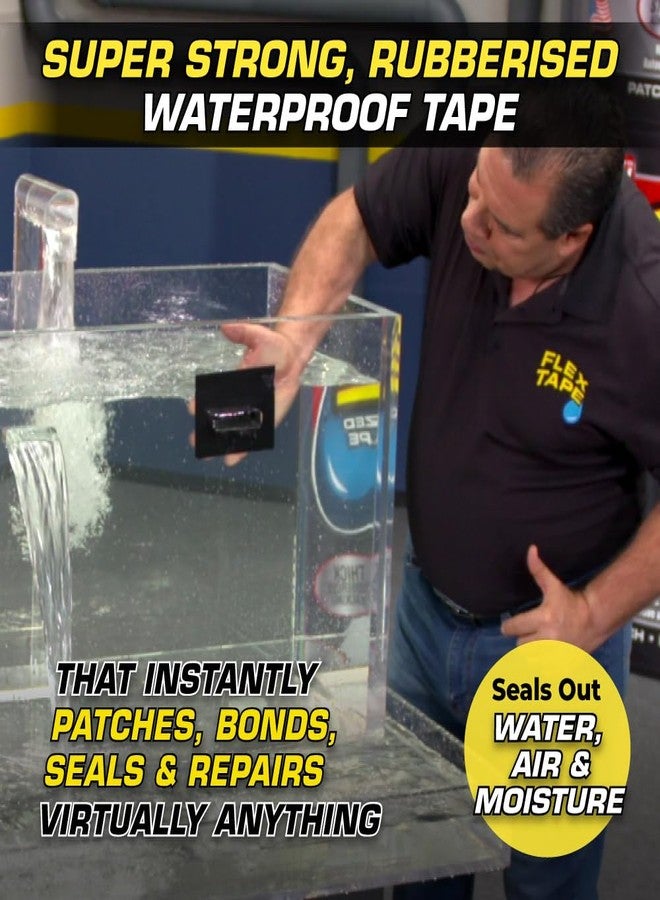 Flex Tape, MAX, Original Thick Flexible Rubberized Waterproof Tape - Seal and Patch Leaks, Works Underwater, Indoor Outdoor - Home RV Roof and Pool Repairs, Black, 4 in x 25 ft, Pack of 1 - Image 3
