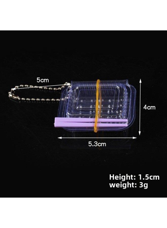 Simulation Transparent Snack Box Model Mini Fruit Box Packing Box Diy Ornaments Doll House Kitchen Toy Accessories-Color:Quick Lunch Box + Purple Chopsticks (silver Bead Chain)  - Image 1