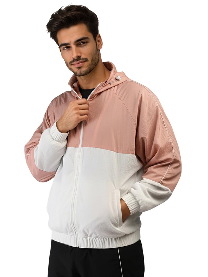 CHKOKKO Sunscreen Jacket for Men Windcheater Hooded Zipper Sports Jacket | UV Protection | Sun Protective | Lightweight Water Resistant | Riding Biker | Outdoor Travel Gym Running - Image 1