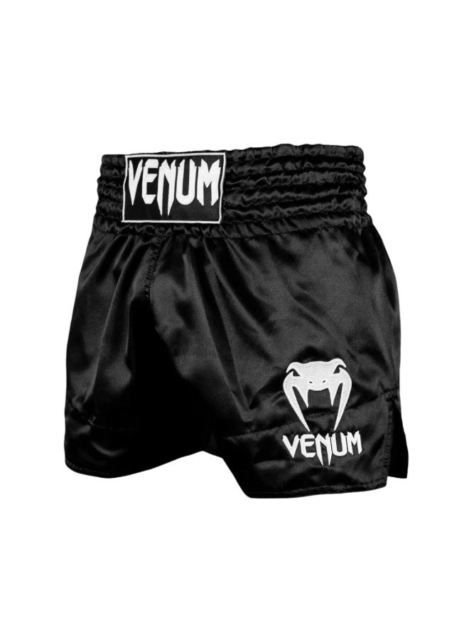 VENUM CLASSIC MUAY THAI SHORTS BLACK/WHITE - Image 1