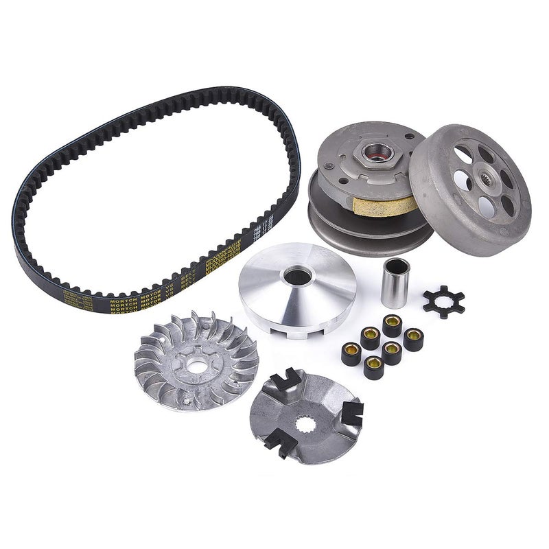 Transmission Rebuild Kit Replacement Clutch Kit Compatible with Sportsman ATV Predator Scrambler 50CC 90CC 2 Stroke ATV Part Includes Clutch Variator Assembly Drive Belt Roller Weights