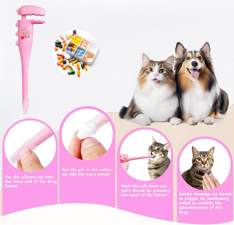Xuanda Pet Pill Shooter, Pill Plunger Dispenser with 20ml Syringes and Nursing Bottle Feeder for Cats, Dogs and Small Animals（Pink） - Image 3