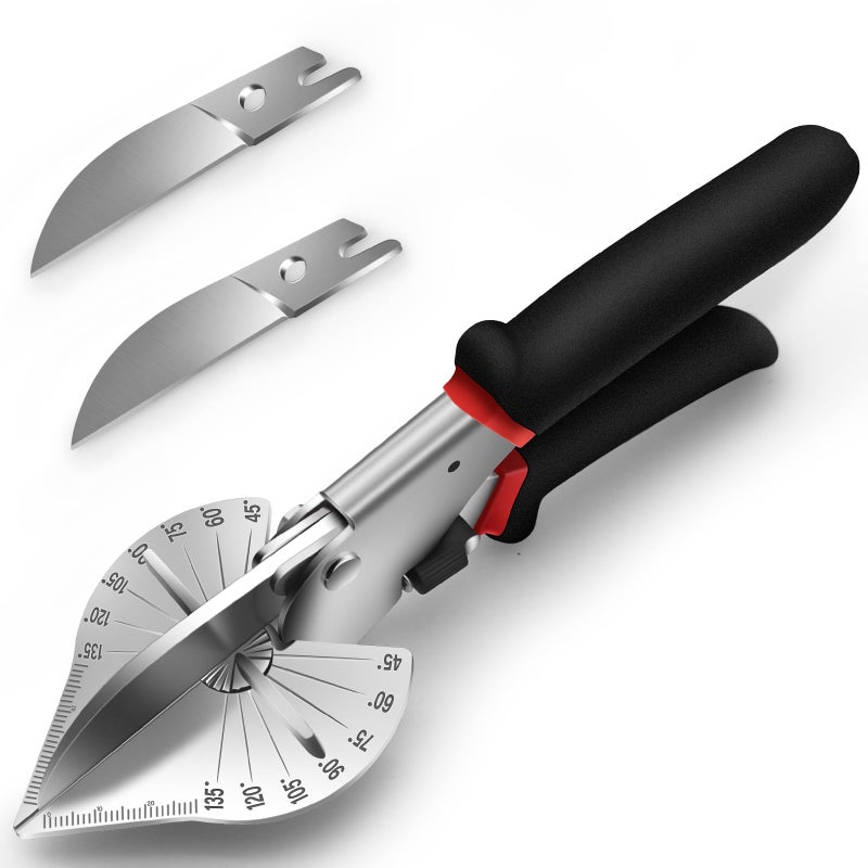 RUIDELI Miter Shears Angle Cutter For Wood Plastic PVC Moulding Shoe Molding Angular Trim Cutter Tool Adjustable At 45 To 135 Degree With Replacement Blades - Image 1