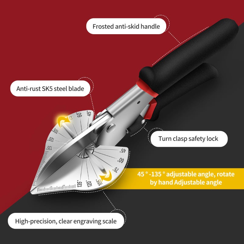 RUIDELI Miter Shears Angle Cutter For Wood Plastic PVC Moulding Shoe Molding Angular Trim Cutter Tool Adjustable At 45 To 135 Degree With Replacement Blades - Image 3