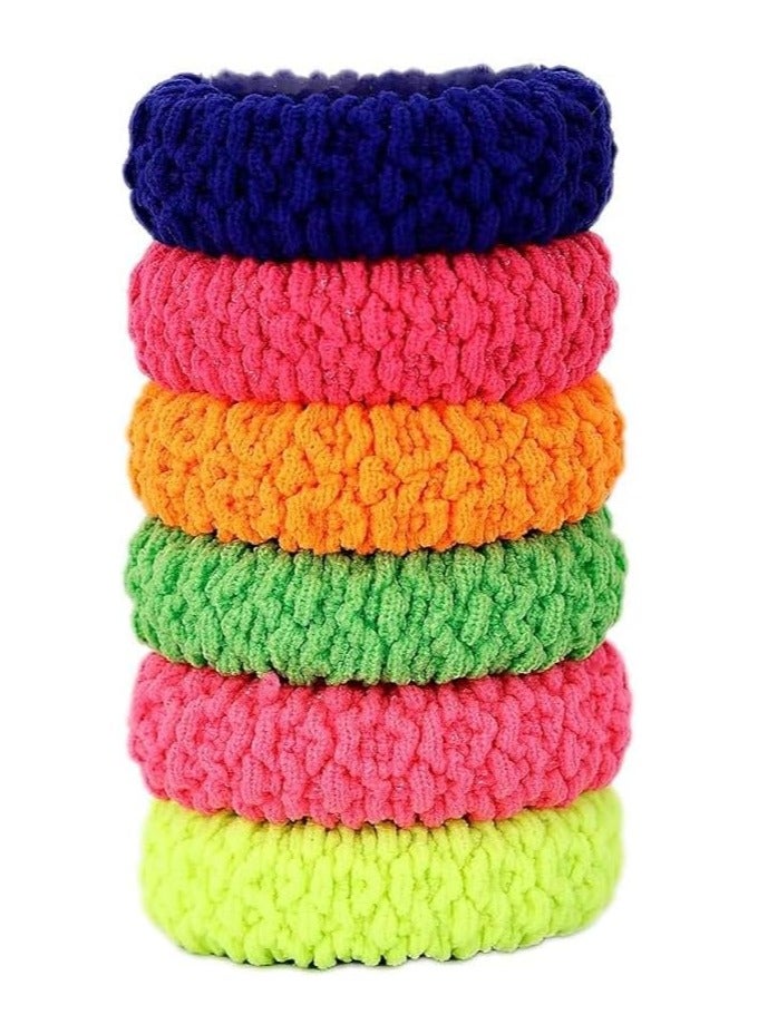 أربطة شعر مطاطية ناعمة  6 قطع للشعر الكثيف أو المجعد، أربطة مطاطية كبيرة للنساء والفتيات - Image 1