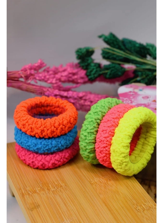 أربطة شعر مطاطية ناعمة  6 قطع للشعر الكثيف أو المجعد، أربطة مطاطية كبيرة للنساء والفتيات - Image 2