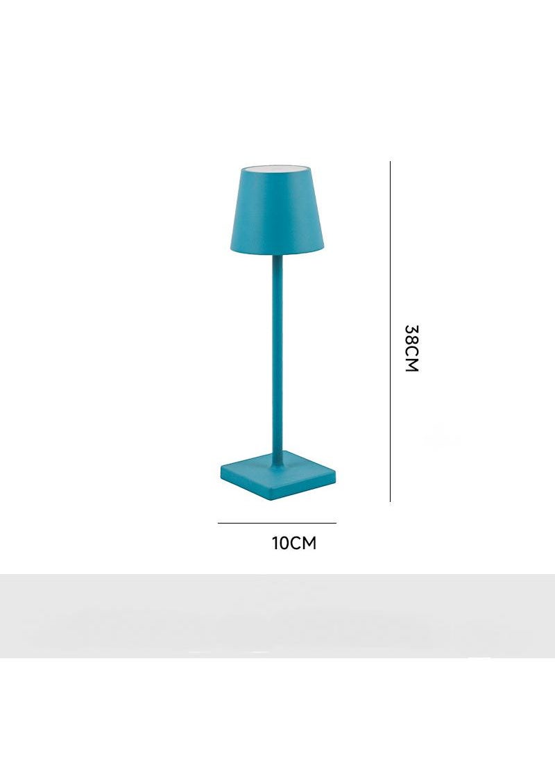 Generic Aluminum LED rechargeable desk light USB simple touch restaurant small night light desk light atmosphere light blue 1pcs  - Image 3