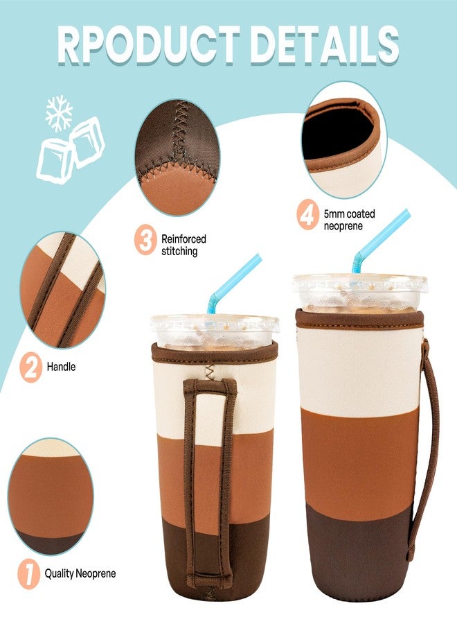 KJQJLY 3 Reusable Iced Coffee Sleeves for Iced Coffee Cups or Drinks Reusable Neoprene Insulated Sleeves for Hot and Cold Drinks from Starbucks, Dunkin, And More (Mocha Brown) - Image 4