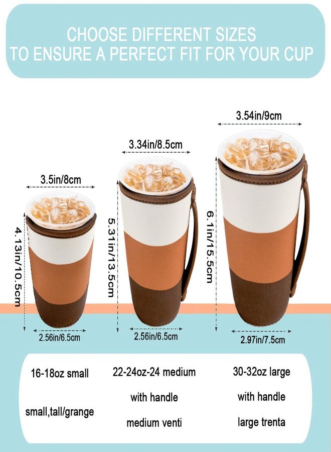 KJQJLY 3 Reusable Iced Coffee Sleeves for Iced Coffee Cups or Drinks Reusable Neoprene Insulated Sleeves for Hot and Cold Drinks from Starbucks, Dunkin, And More (Mocha Brown) - Image 2