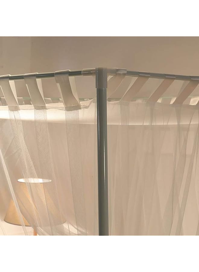 erorex King White Simple 4 Corners Post Curtain Bed Canopy Bed Frame Canopies Net Bedroom Decoration Accessories King White - Image 5