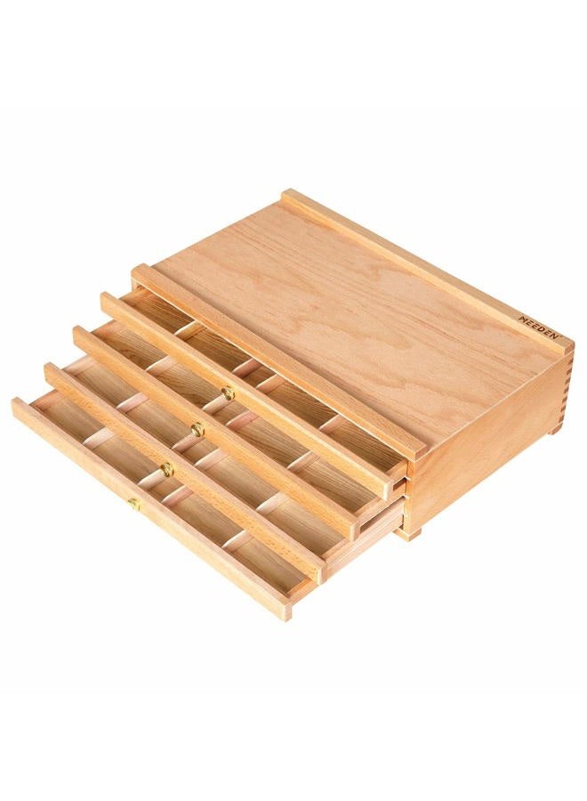 MEEDEN 4-Drawer Artist Supply Storage Box - Portable Foldable Multi-Function Beech Wood Artist Pencil & Brush Storage Box with Drawer & Compartments for Pastels, Pencils, Pens, Brushes, Stamp - Image 1