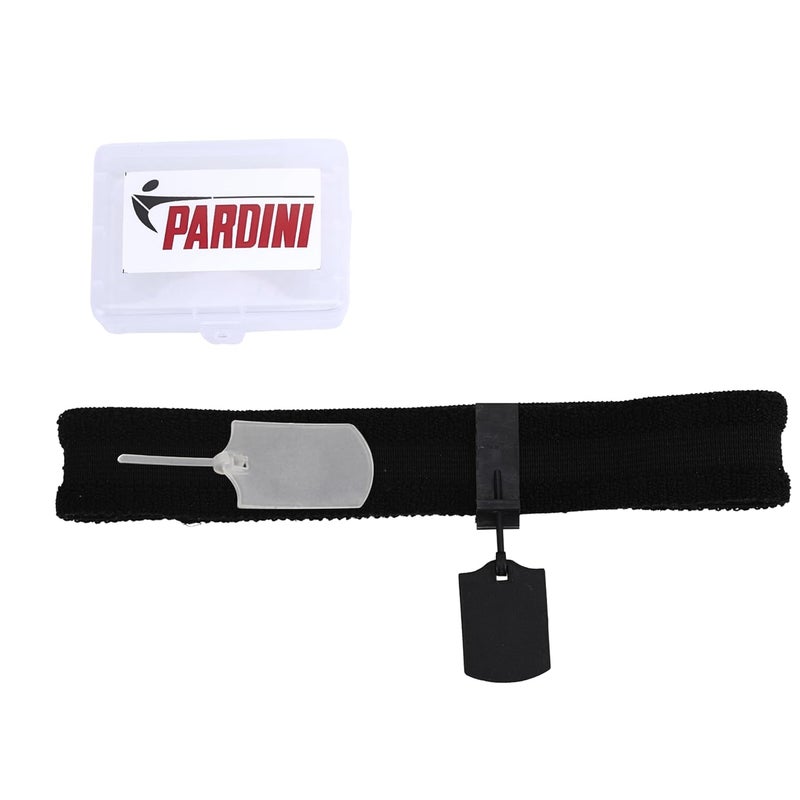 PARDINI Sweat Absorbing Headband Eye Blinder with Flip-able Blinds (White & Black) – ISSF Standard, Non-Reflective Matte Finish, Clip-On Design, Plastic Case – Pack of 1 - Image 1