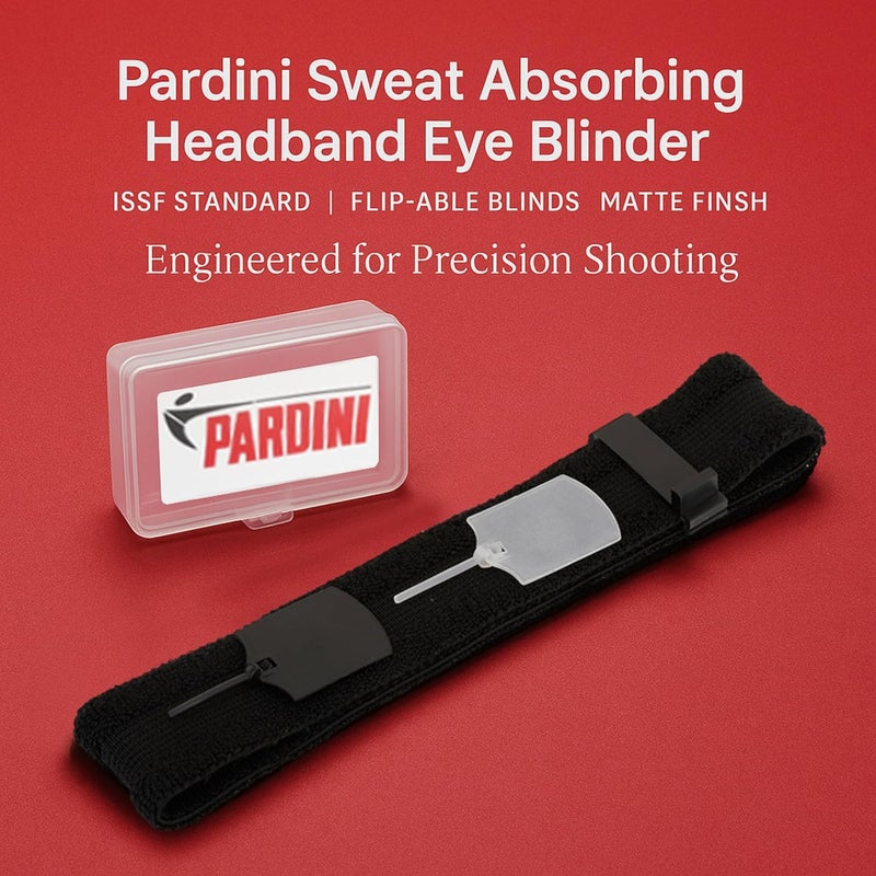 PARDINI Sweat Absorbing Headband Eye Blinder with Flip-able Blinds (White & Black) – ISSF Standard, Non-Reflective Matte Finish, Clip-On Design, Plastic Case – Pack of 1 - Image 4
