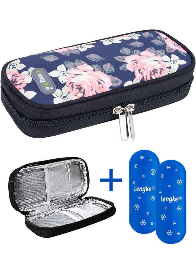 Leng Ke Portable Insulin Cooler Travel Case Diabetic Cooler Bag Insulin Cooling Bag Insulated Organizer for Insulin Pen and Insulin Medicine Diabetic Supplies with 2 Nylon Ice Packs - Image 1