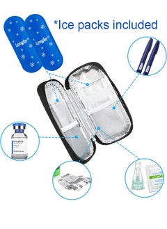 Leng Ke Portable Insulin Cooler Travel Case Diabetic Cooler Bag Insulin Cooling Bag Insulated Organizer for Insulin Pen and Insulin Medicine Diabetic Supplies with 2 Nylon Ice Packs  - Image 2