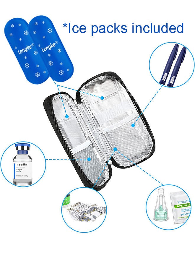 Leng Ke Portable Insulin Cooler Travel Case Diabetic Cooler Bag Insulin Cooling Bag Insulated Organizer for Insulin Pen and Insulin Medicine Diabetic Supplies with 2 Nylon Ice Packs - Image 2