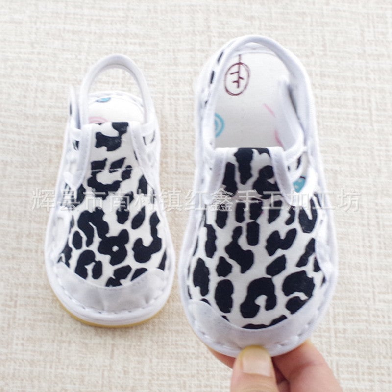 Kangleyuan Kidsren'S Handmade Cloth Shoes For Men 1-3 Years Old Baby Thousand-Layer Bottom Sandals Sweat-Absorbent Traditional Beijing Leopard Print - Image 3