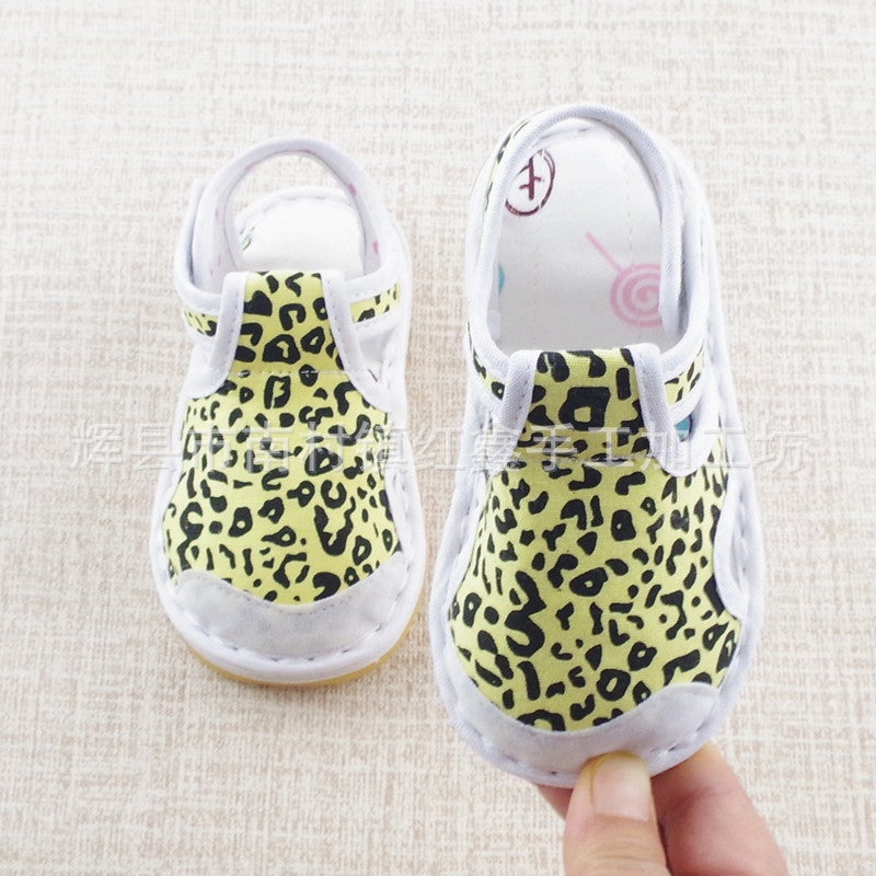 Kangleyuan Kidsren'S Handmade Cloth Shoes For Men 1-3 Years Old Baby Thousand-Layer Bottom Sandals Sweat-Absorbent Traditional Beijing Leopard Print - Image 4