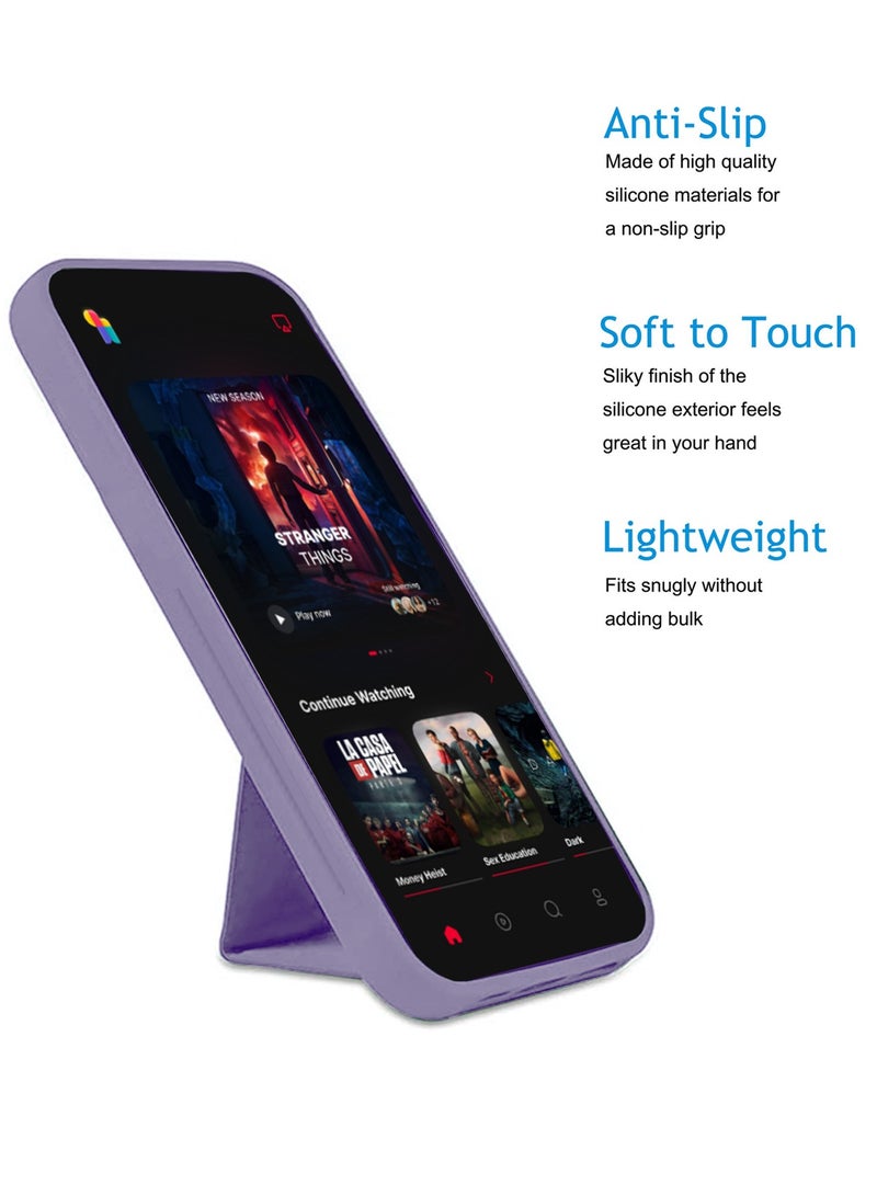 Wtech Hand Grip Foldable Magnetic Kickstand Wrist Strap Finger Grip With Built-In Iron Case Cover For Xiaomi Redmi Note 13 Pro+ / Xiaomi Redmi Note 13 Pro Plus 5G 2023 Lavender - Image 2