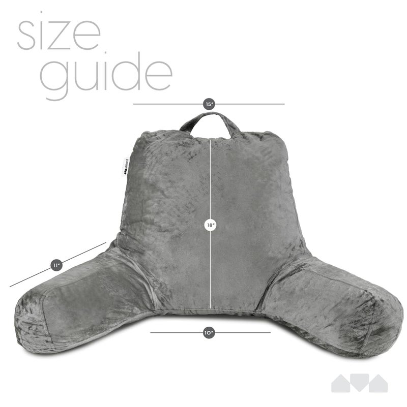 Milliard Reading Pillow with Arms, Grey, Shredded Memory Foam Back Pillow for Bed Sitting Up - Sit Up Backrest Support for Reading & Rest Bed - Washable Cover, Adjustable Comfort, CertiPUR Certified - Image 5