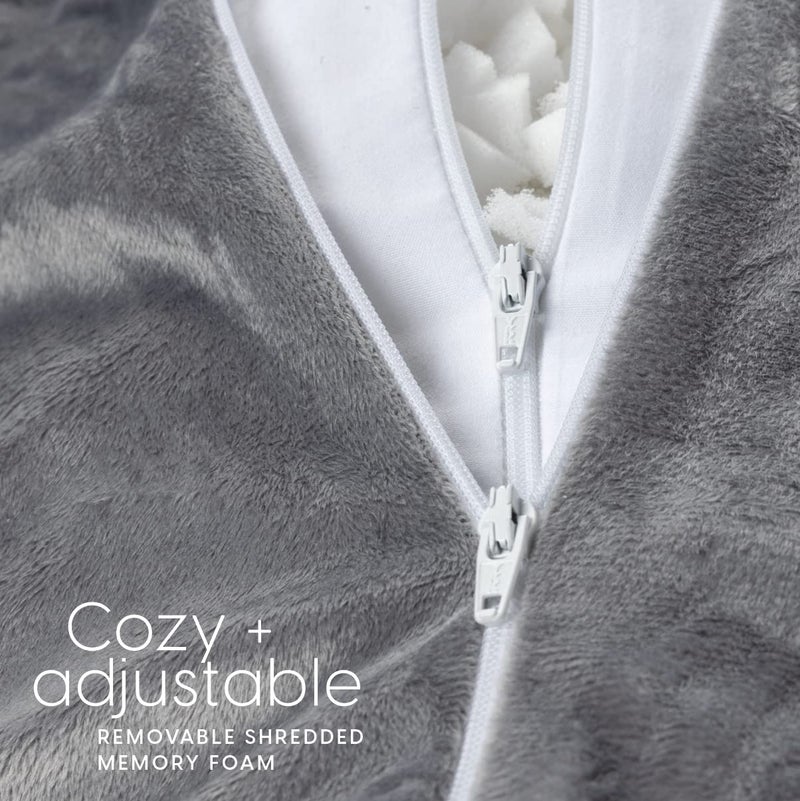 Milliard Reading Pillow with Arms, Grey, Shredded Memory Foam Back Pillow for Bed Sitting Up - Sit Up Backrest Support for Reading & Rest Bed - Washable Cover, Adjustable Comfort, CertiPUR Certified - Image 4