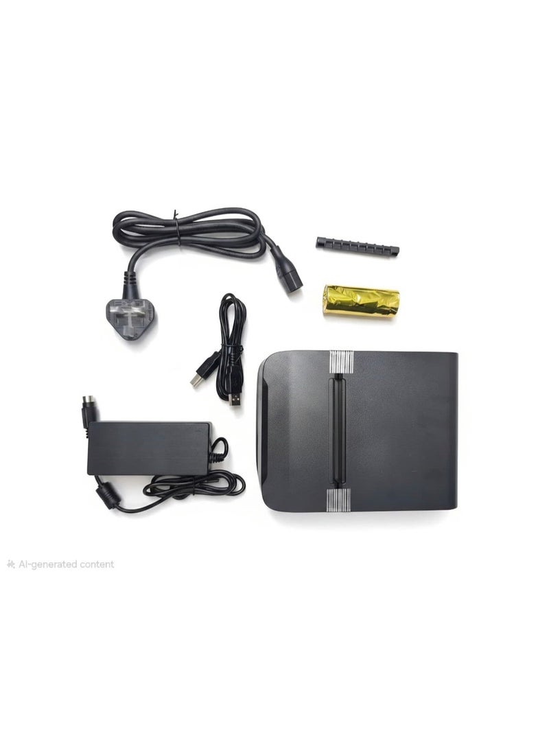 طابعة فواتير حرارية لنقاط البيع (POS) مقاس 80 مم، تدعم الاتصال عبر USB وLAN، مزودة بقاطع آلي وتدعم بروتوكول ESC-POS (اللون: أسود) - Image 1